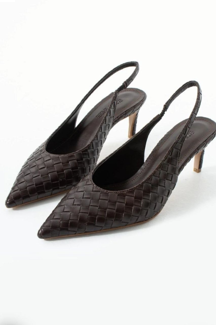 Örgü Detaylı Arkası Açık Topuklu Ayakkabı FE8138