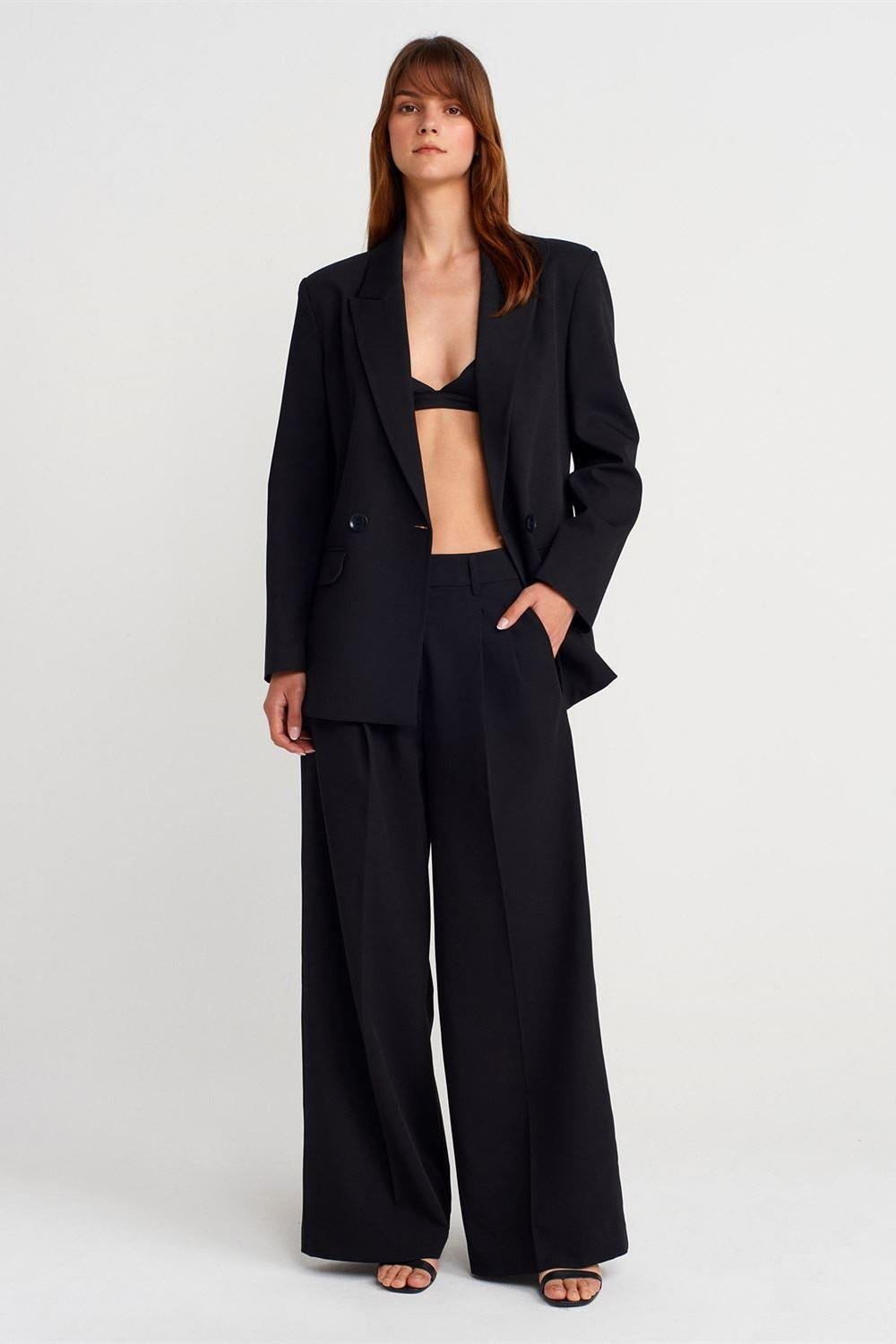 Çift Düğmeli Kapaklı Blazer Ceket DL60767