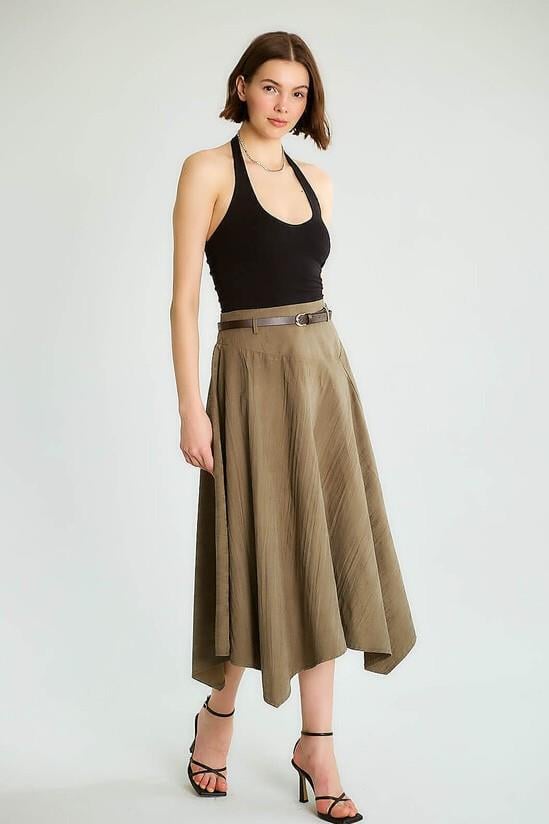 Beli Kemerli Midi Boy Etek RB39348