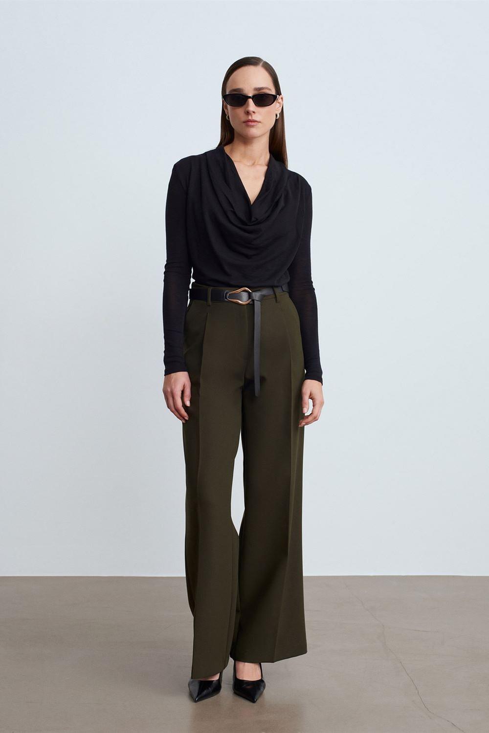 Dümdüz Fit Pensli Kemerli Pantolon DL72250