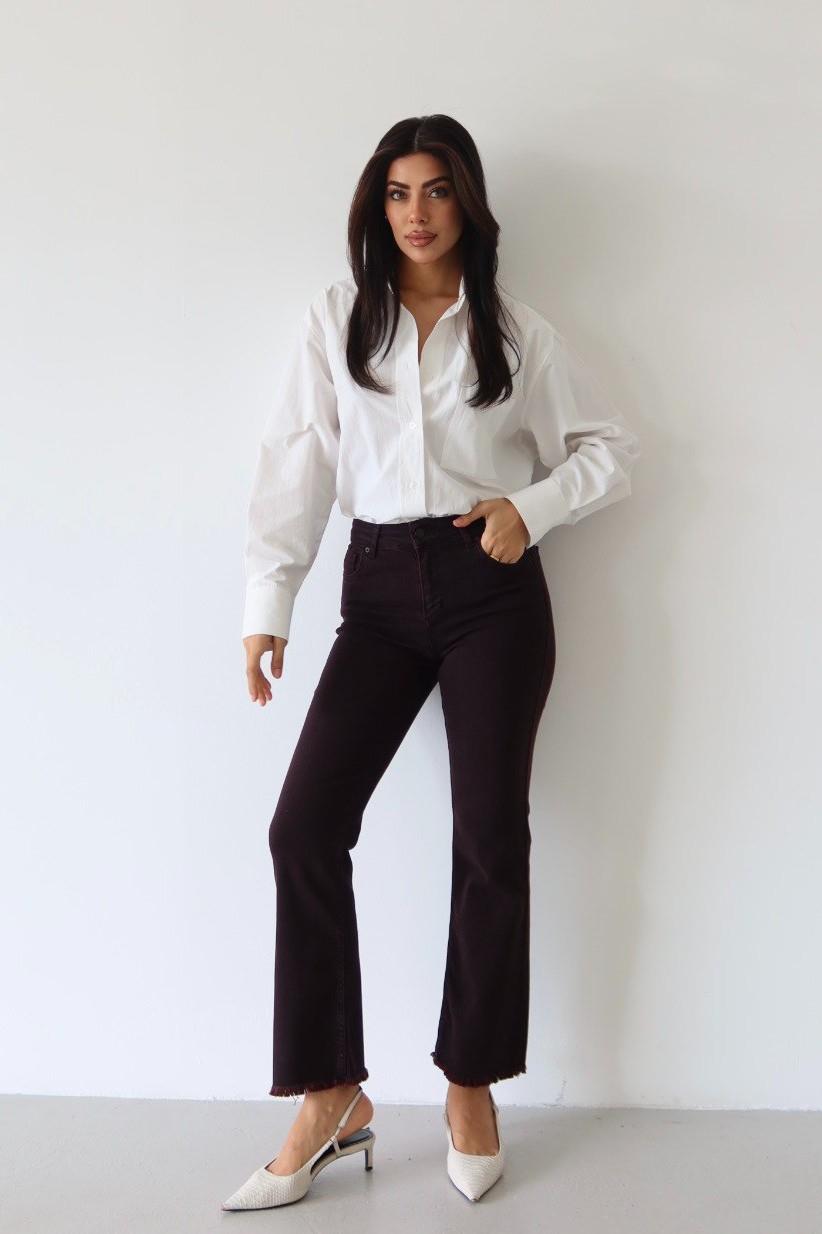 Paçası Püsküllü Yüksek Bel Flare Jean LC7403