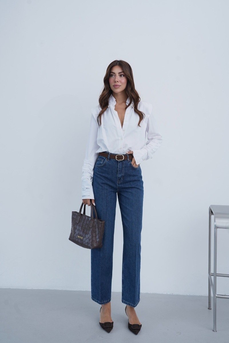 Kemer Detaylı Yüksek Bel Mom Jean LC8273