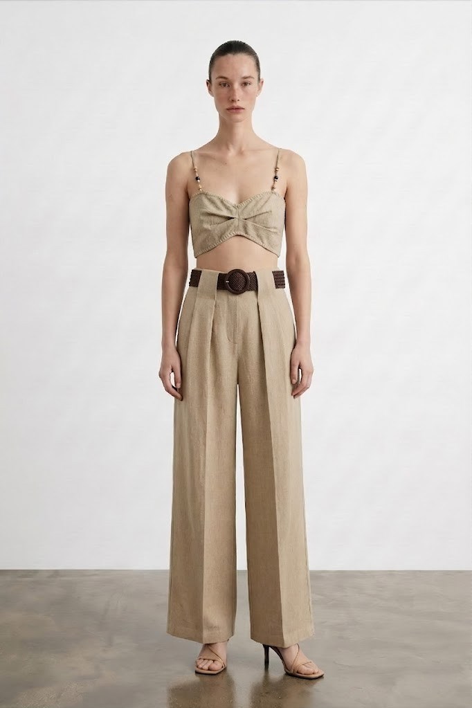 Örgü Kemer Detaylı Palazzo Pantolon QZ01887