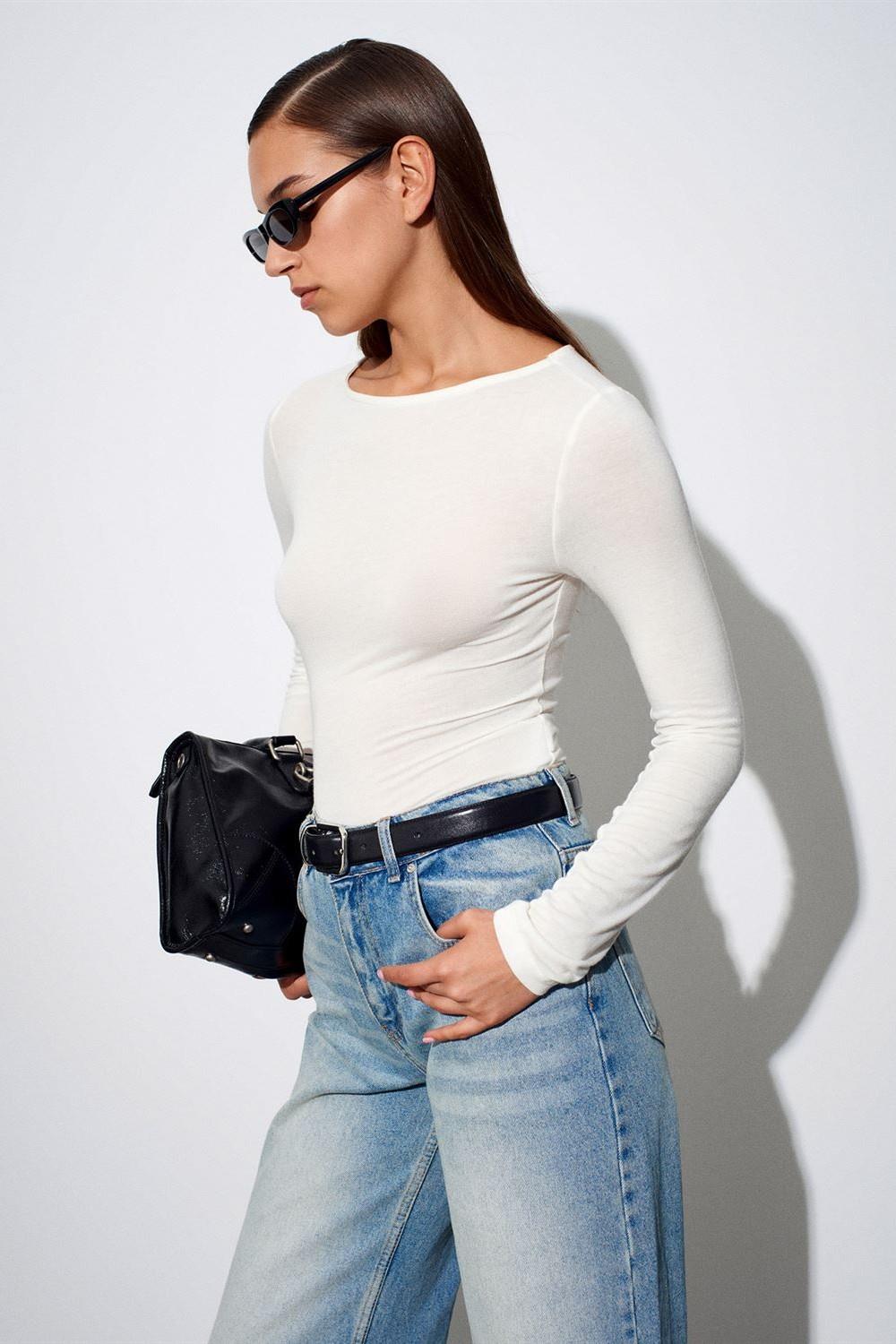 Kayık Yaka Uzun Kollu Body DL32325