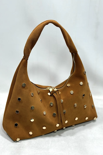 Gold Zımba Aksesuarlı Püskül Fermuarlı Omuz Çantası RY501