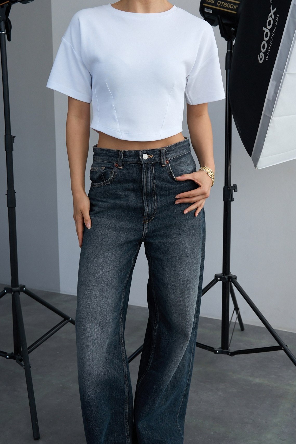 Yanları Pile Detaylı Bisiklet Yaka T-shirt QS261040