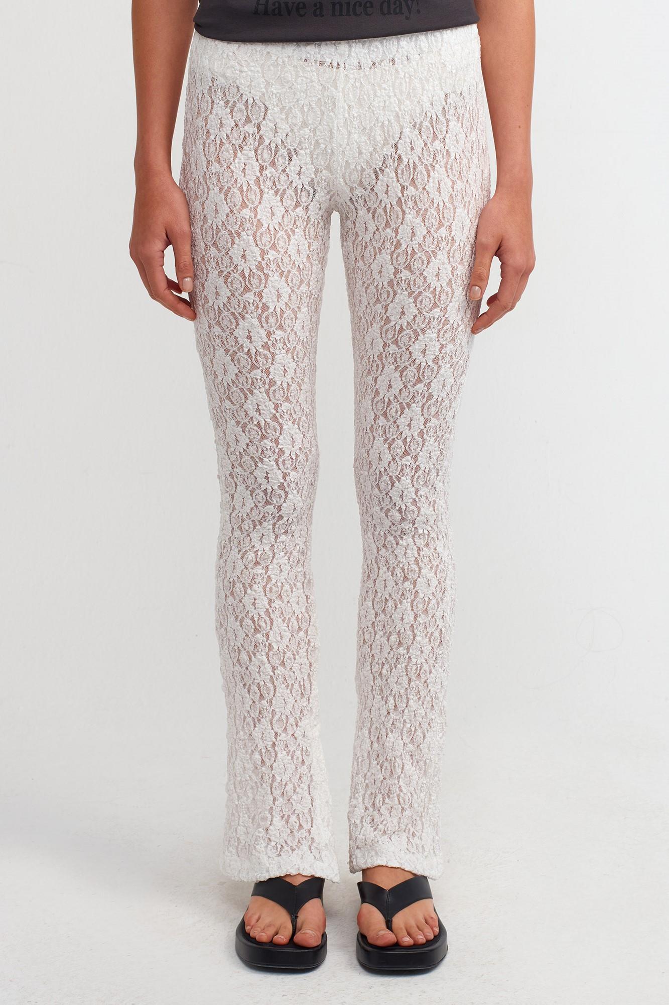 Dantelli İspanyol Paça Trasparan Tayt DL71084