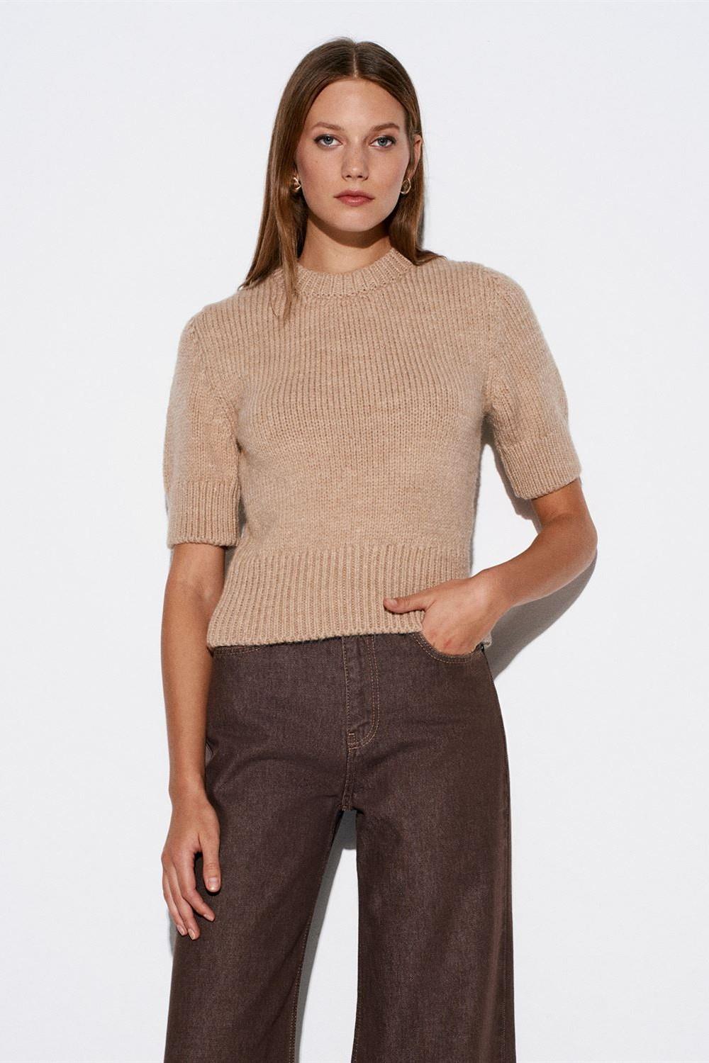 Bisiklet Yaka Kısa Kol Triko Kazak DL10821