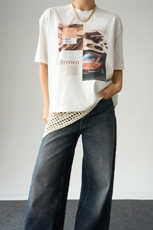 Pantone Baskılı Oversize T-shirt QS261011