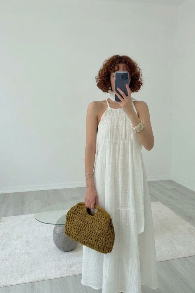 Kuşak Detaylı Askılı Elbise PR3428