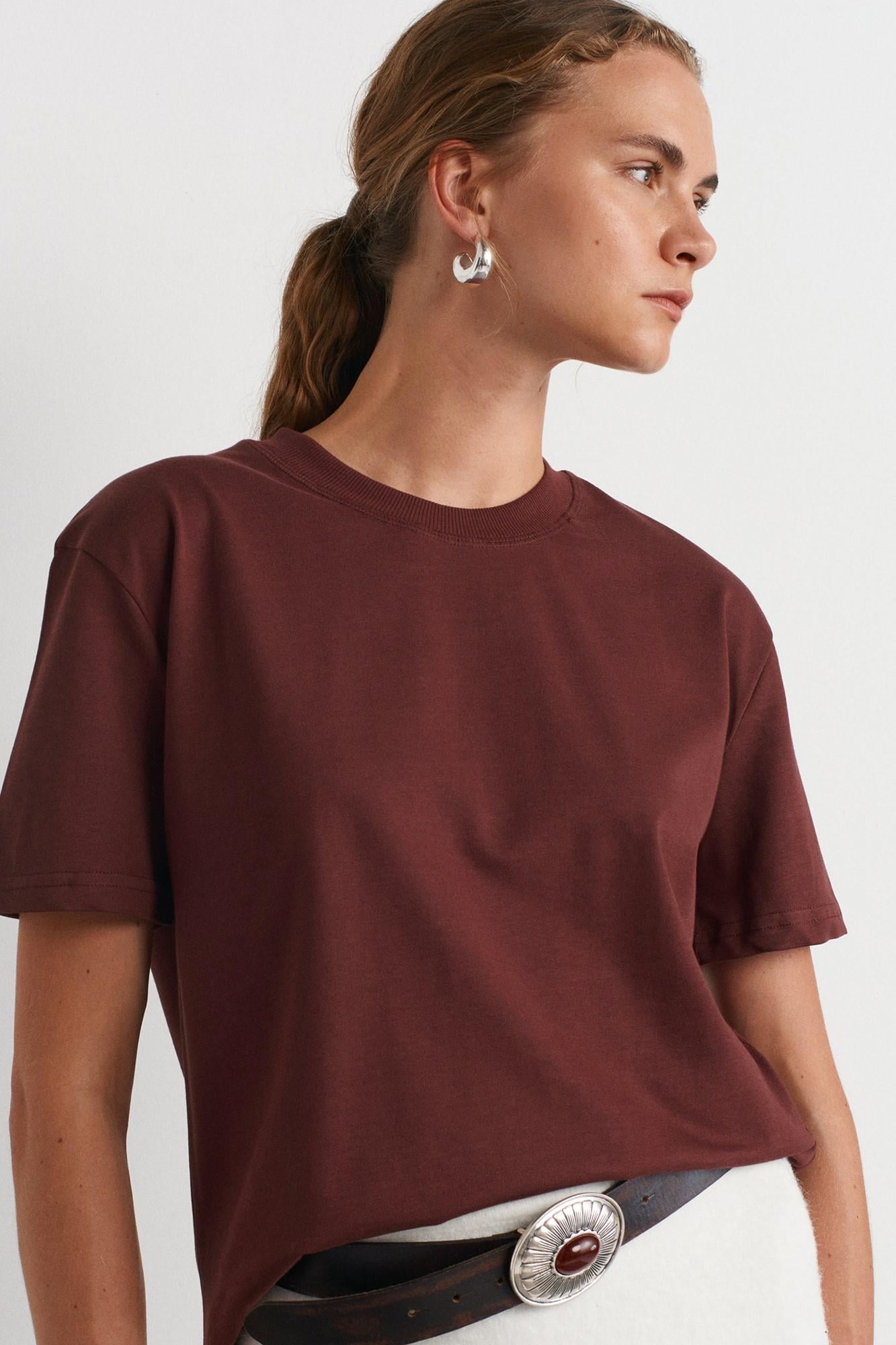 Dekoratif Dikişli Bisiklet Yaka T-shirt DL30312