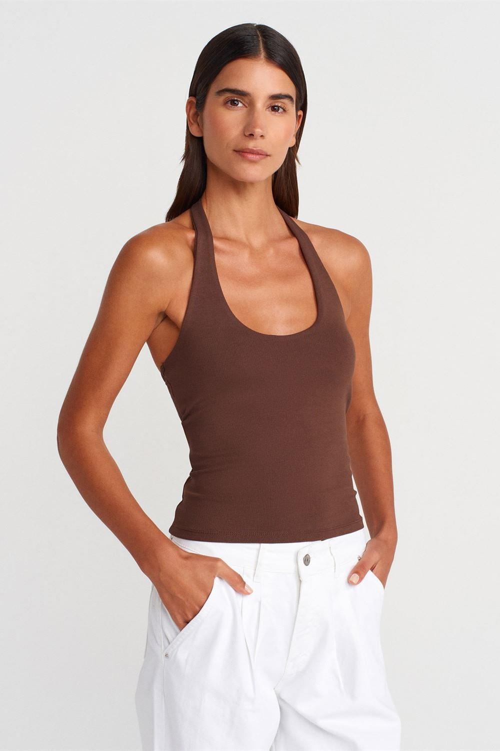 Boyundan Geçirmeli Halter Yaka Atlet DL21052