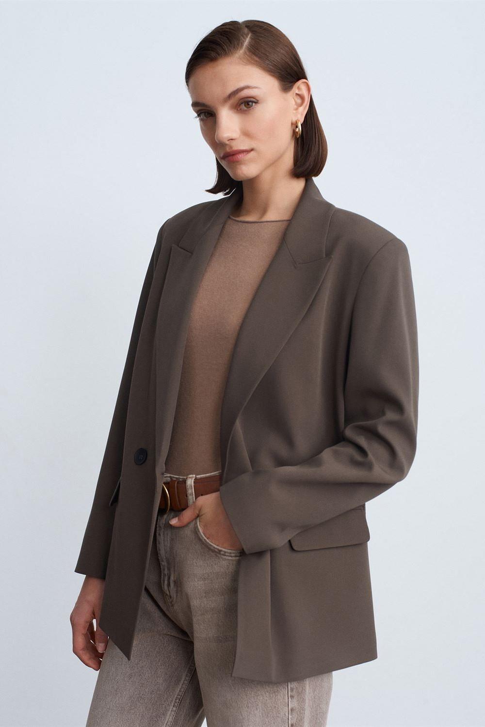 Çift Düğmeli Kapaklı Blazer Ceket DL60767