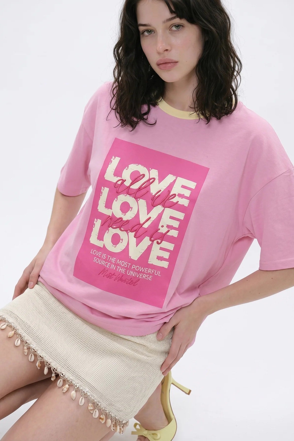Love Yazı Baskılı T-shirt QZ02319