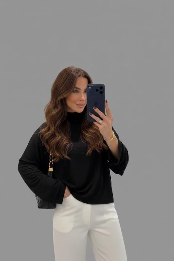 Balıkçı Yaka Oversize Bluz QS261002