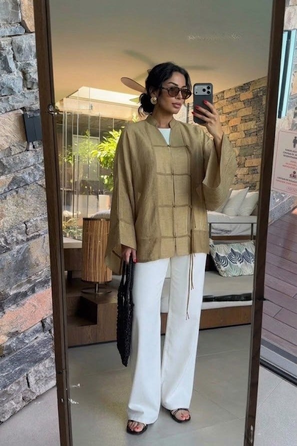 İp Bağlamalı Oversize Gömlek PR5098