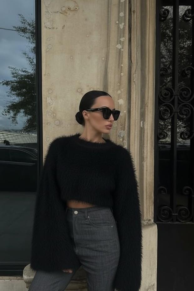 Suni Kürklü Crop Kazak HF10117