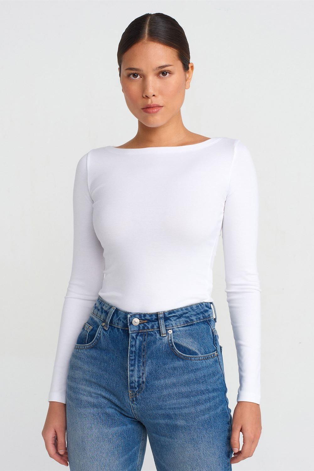 Kayık Yaka Uzun Kollu Top DL31332