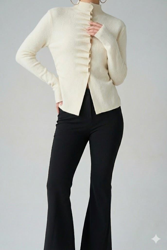 Kendinden Büzgülü Düğmeli Hırka QS251112