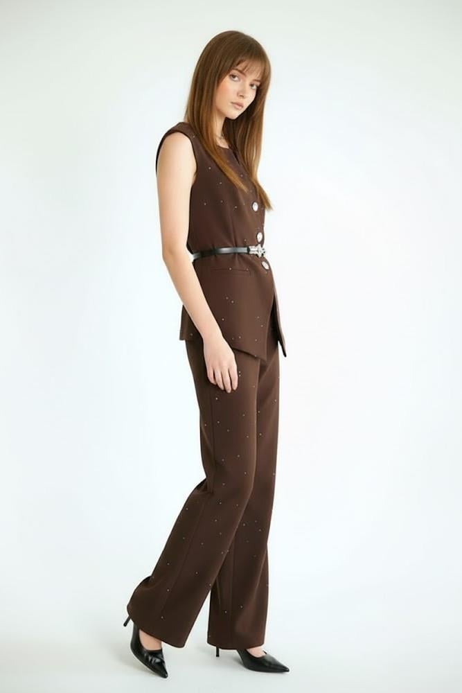 Pul İşlemeli Kemerli Yelek Pantolon Takım RB80328