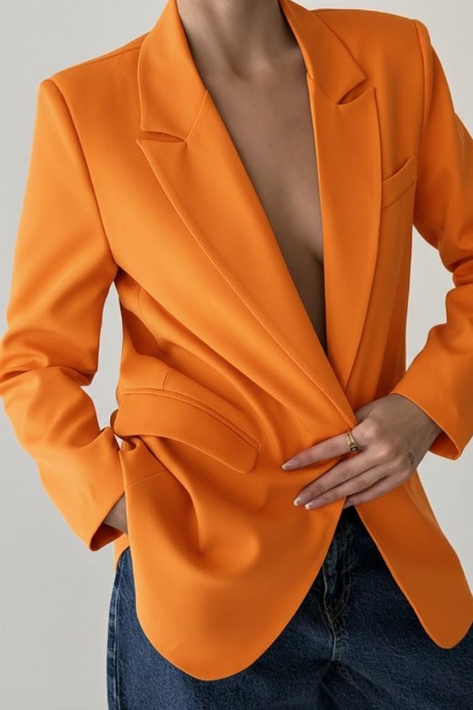 Kapaklı Cepli Oversize Ceket QZ50873