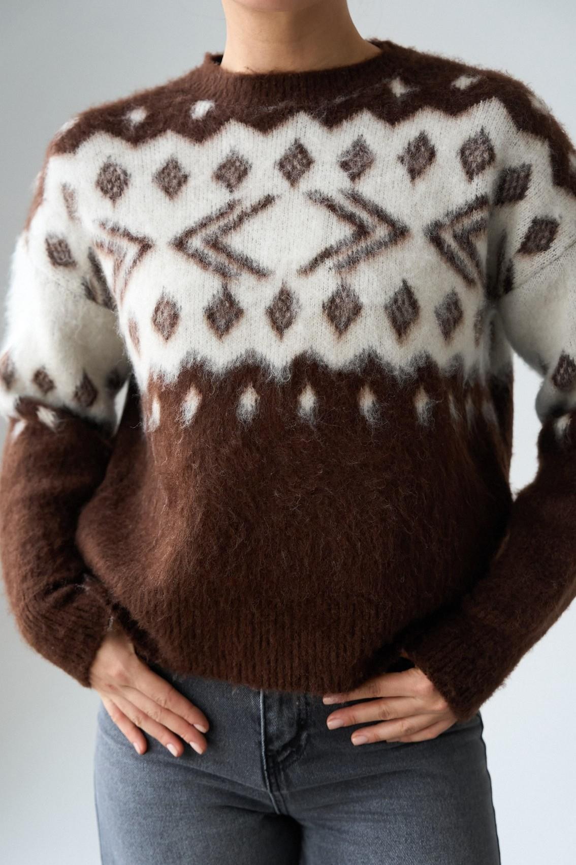 Bisiklet Yaka Desenli Kazak QS261009