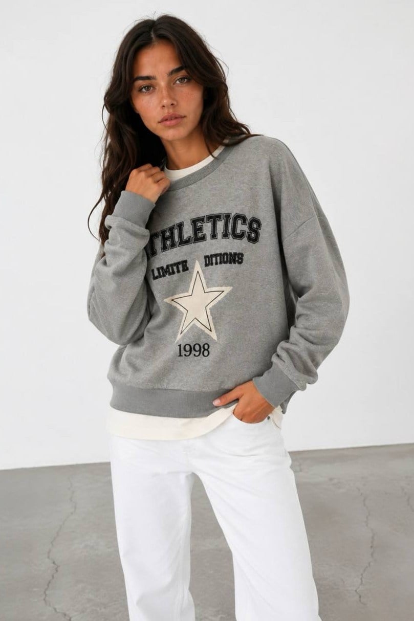 Baskı Detaylı T-shirt Görünümlü Sweatshirt QZ02552