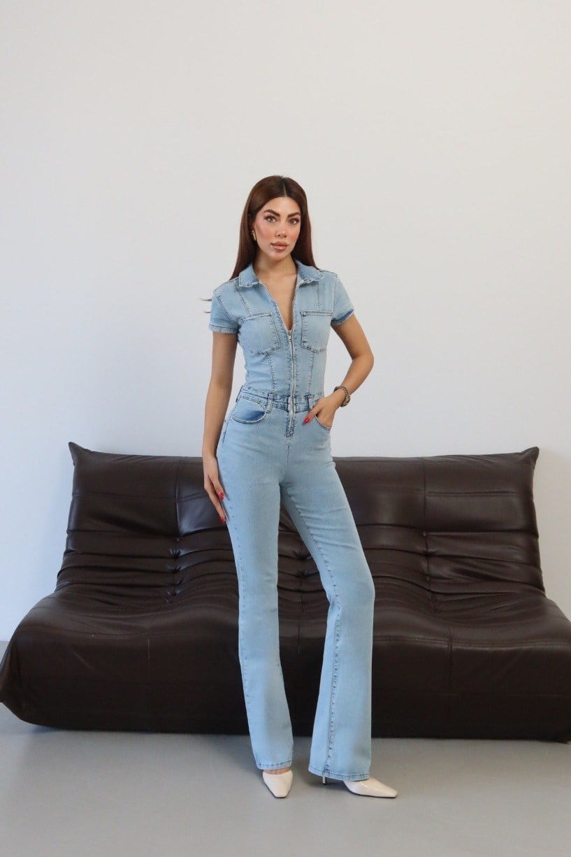Kısa Kollu Flare Paça Jean Tulum LC7638