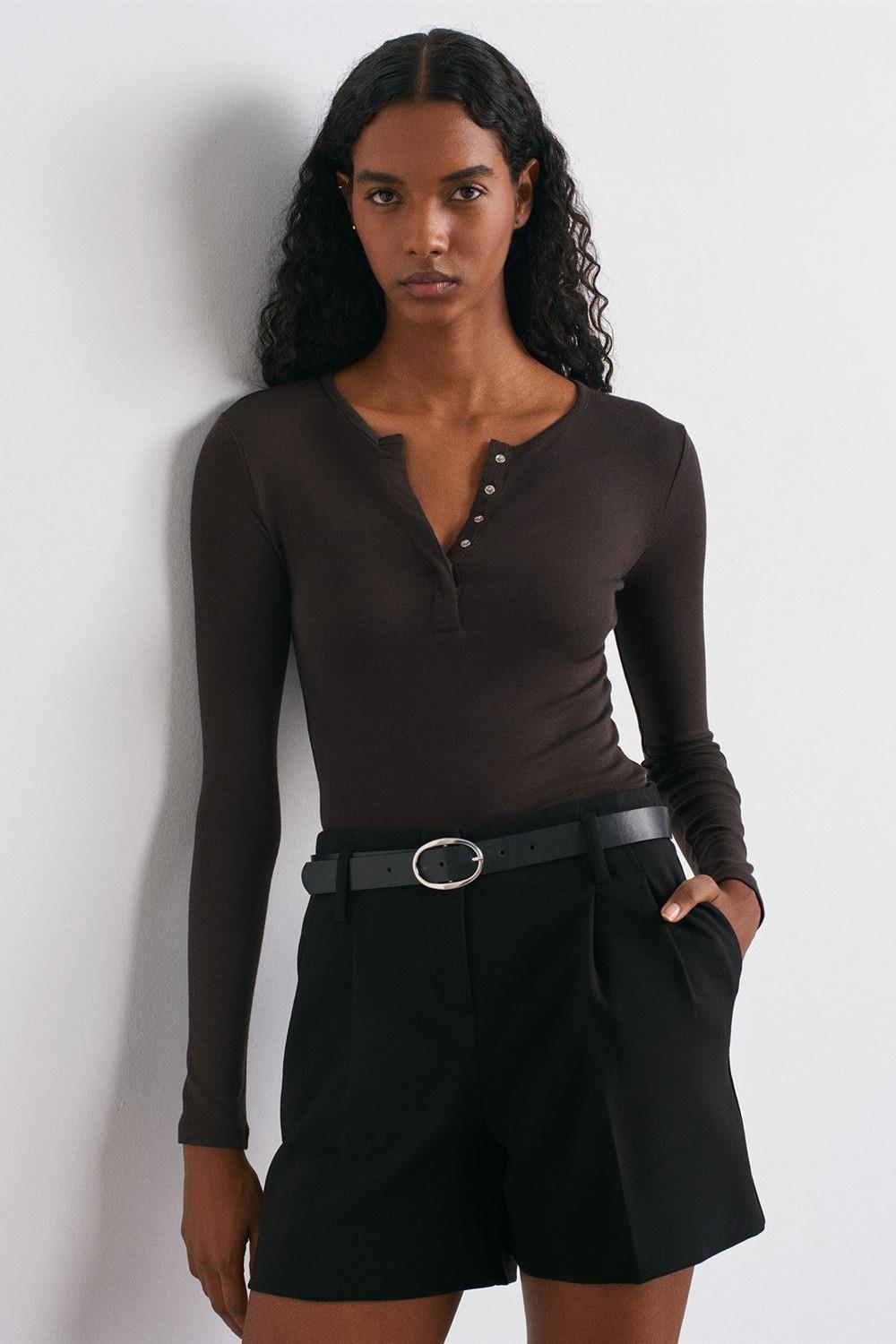 Uzun Kollu Çıtçıt Düğmeli Top DL31442