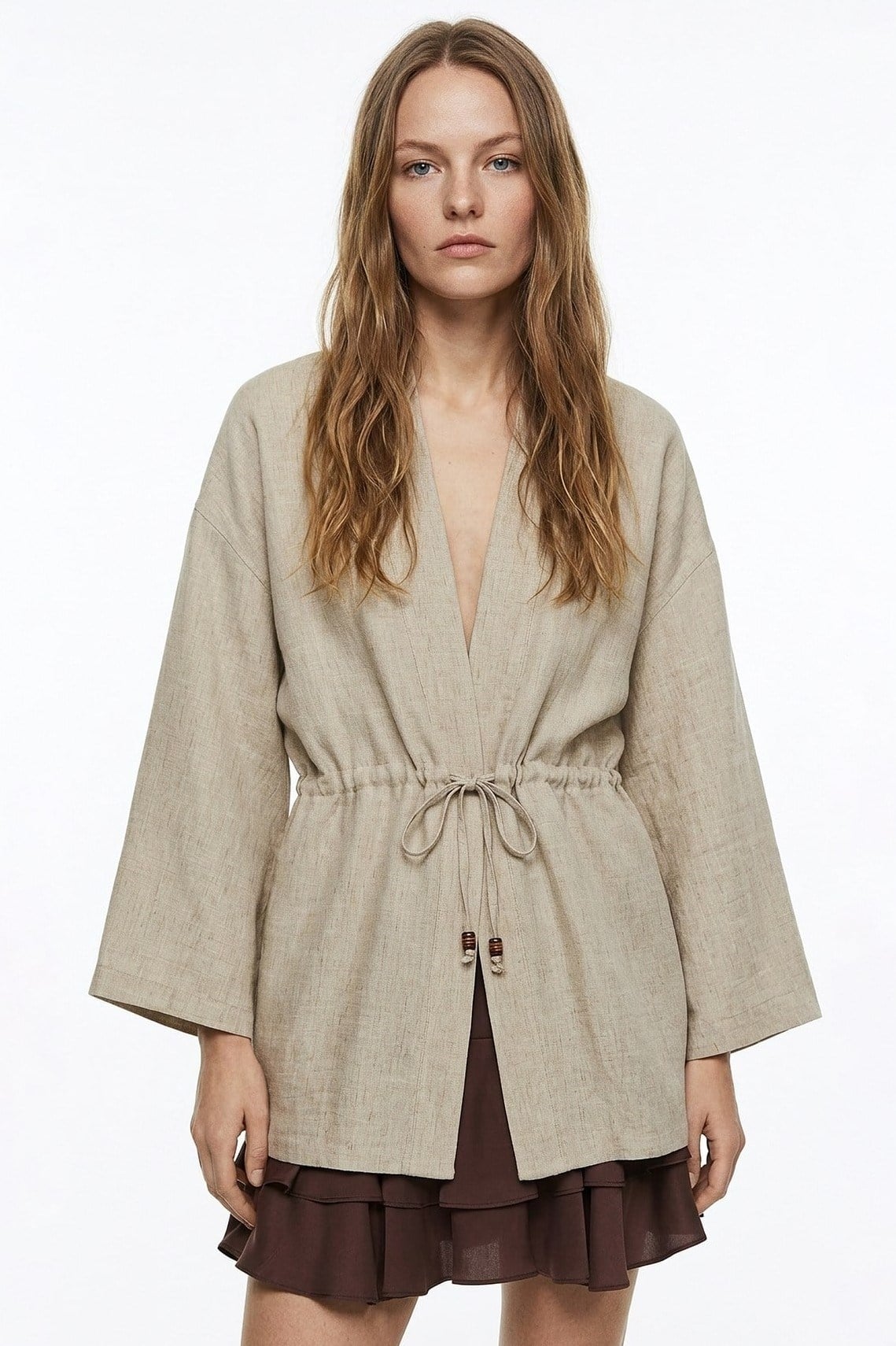 Bağlamalı Büzgü Detaylı Kimono QZ02066