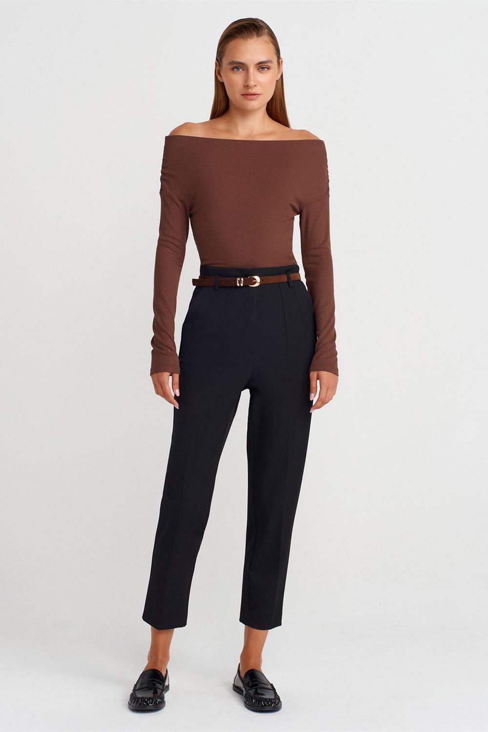 Süet Kemerli Yüksek Bel Pantolon DL72181