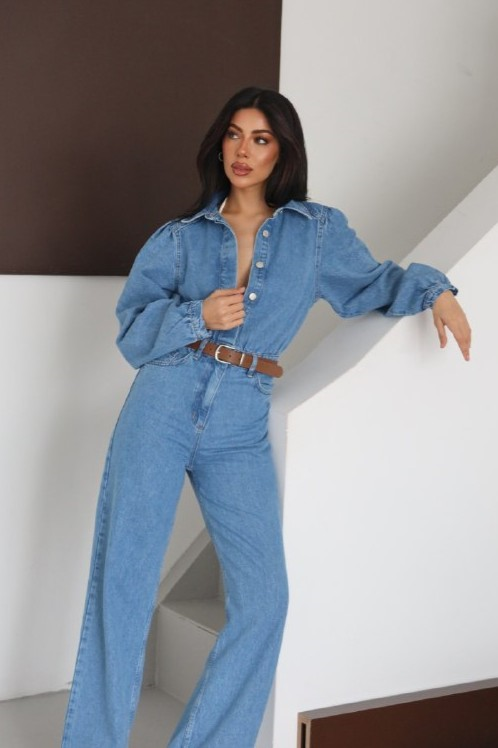 Kemer Detaylı Düğmeli Jean Tulum LC8152