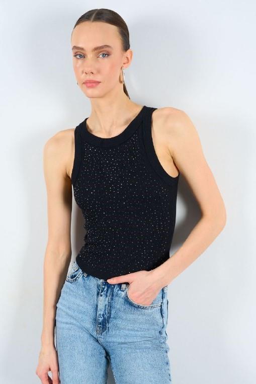 Halter Yaka Taşlı Atlet QS231049