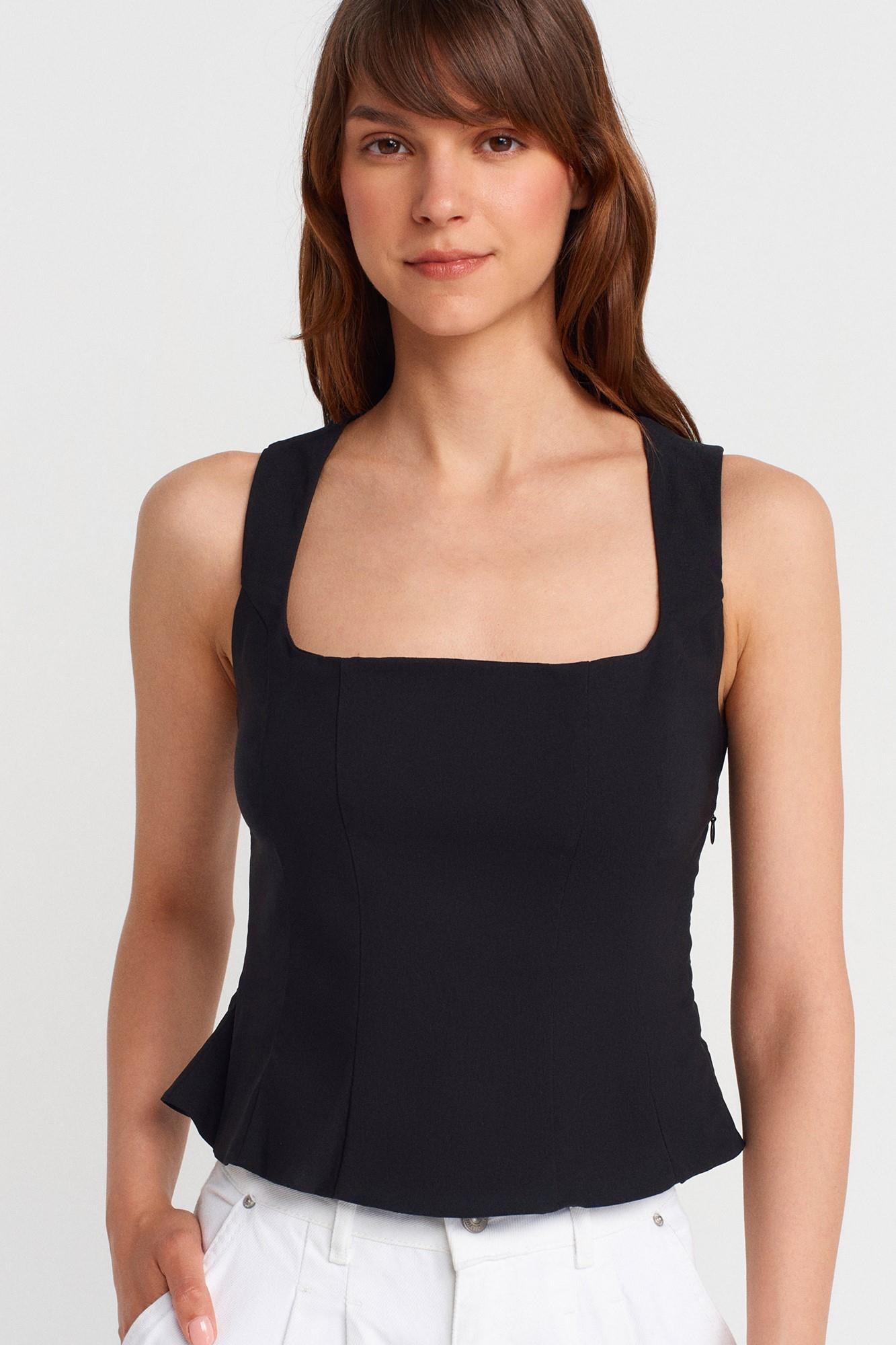 Kare Yaka Peplum Korse Top DL50860