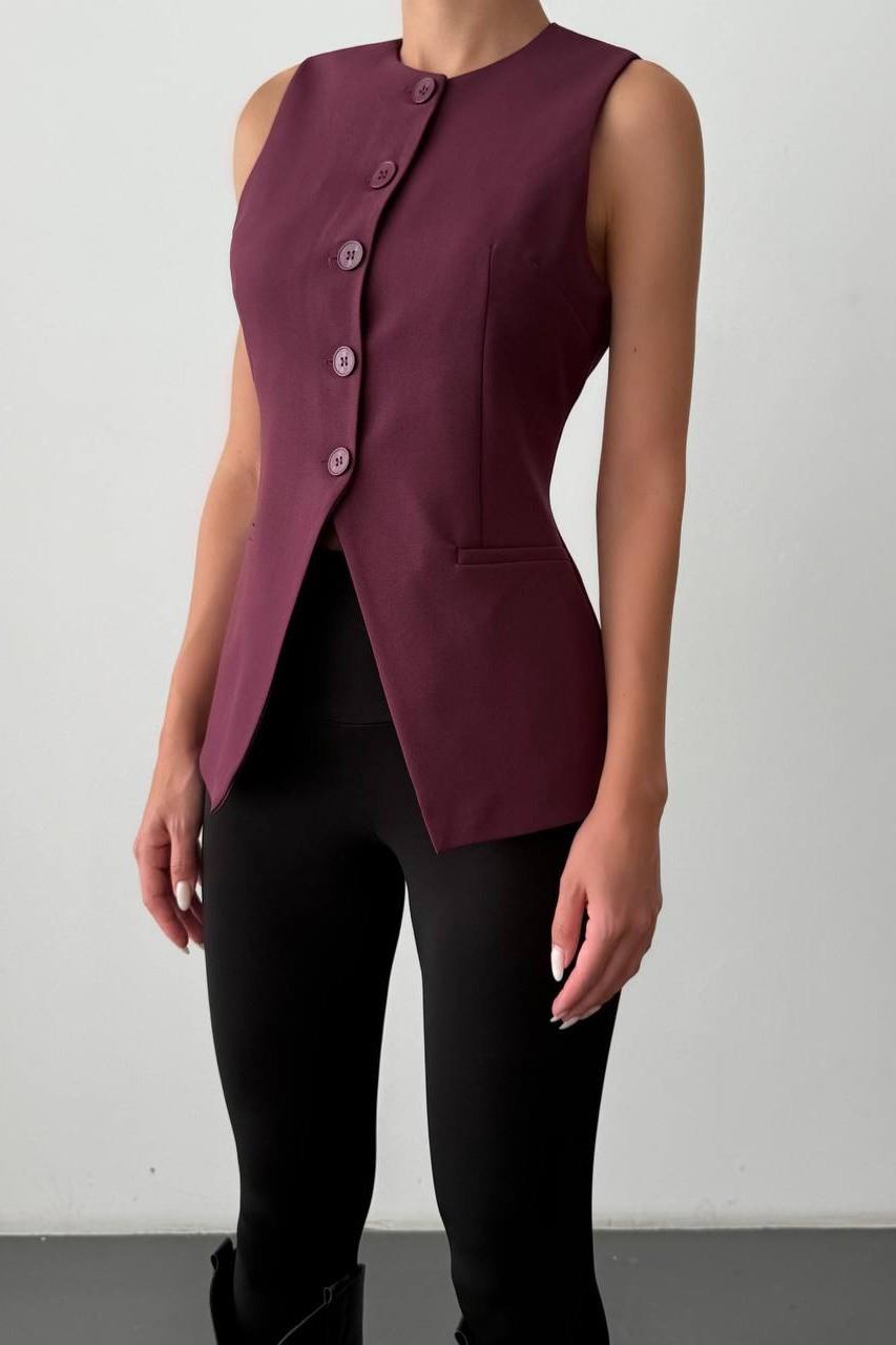 Önü Düğmeli Asimetrik Kesim Yelek QZ00004