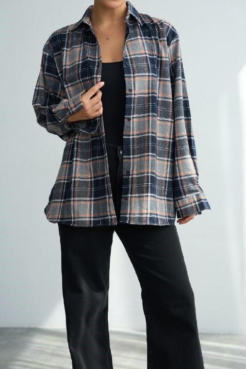Oversize Ekose Desen Gömlek QS251045