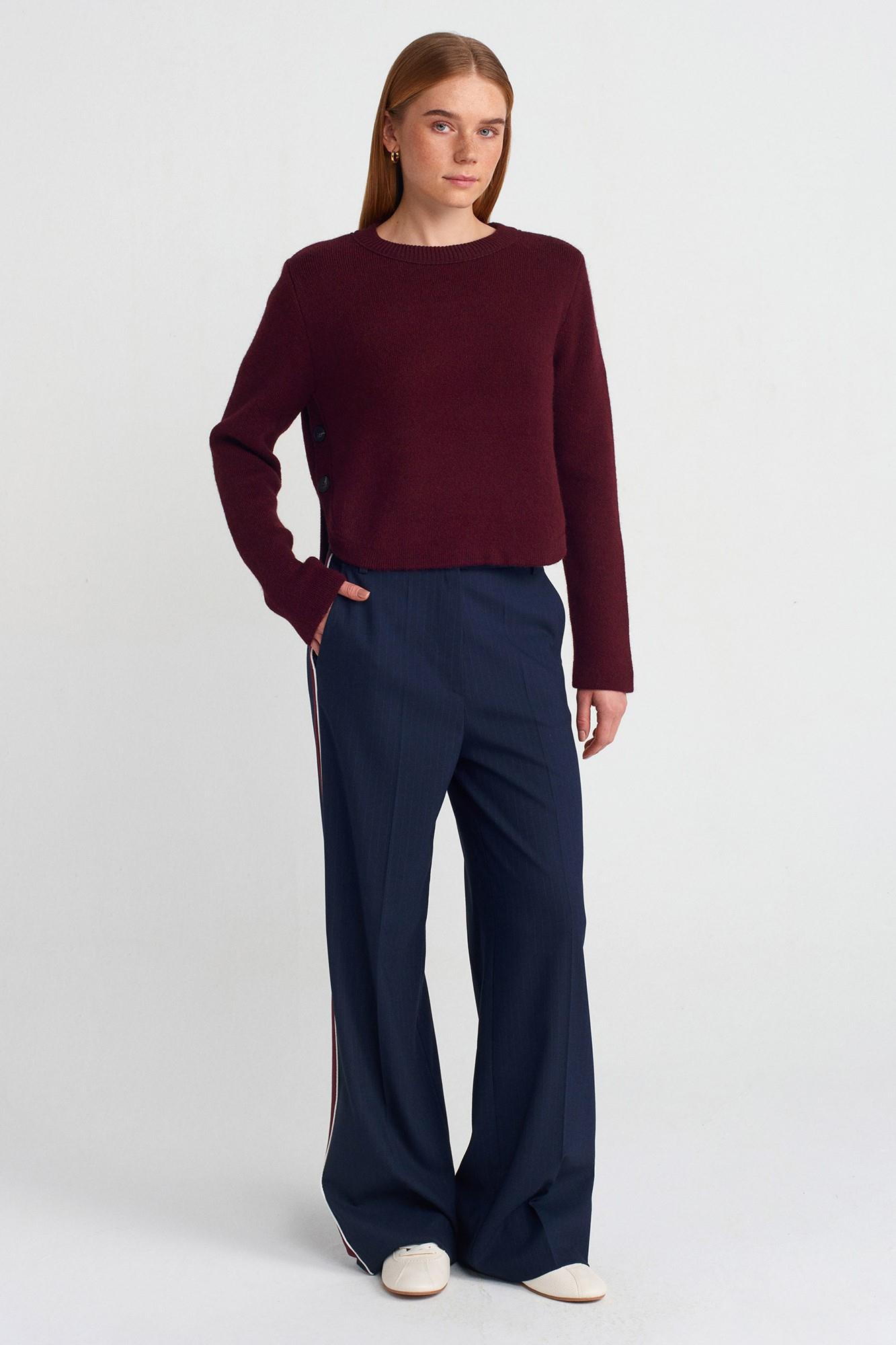 Yanı Şeritli Dökümlü Pantolon DL71569
