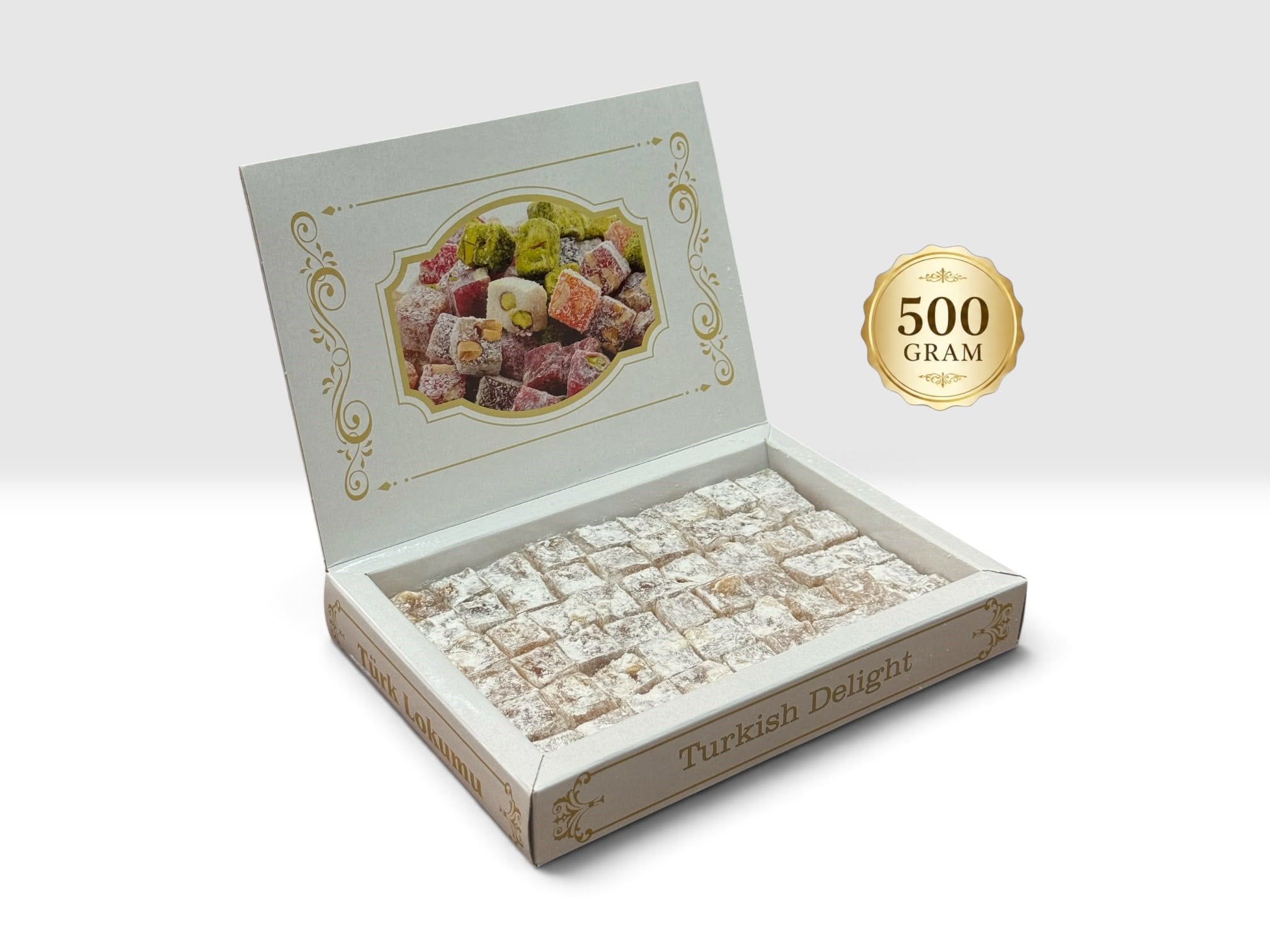 Fındıklı Çifte Kavrulmuş Lokum / Pudra şekerli (500 Gr.)