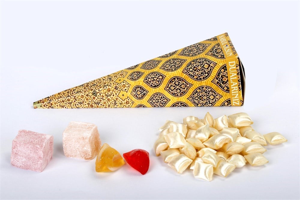 Sarı Çini Motifli Mevlüt Külah Şekeri Lokum
