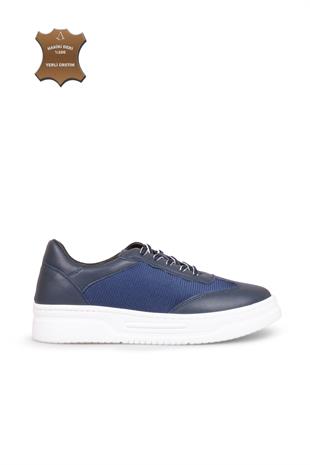 Erkek Deri ve Tekstil Sneaker Ayakkabı 082Y24E40753