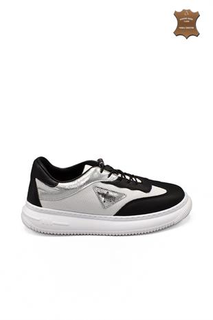 Kadın Deri Ve Tekstil Sneaker Ayakkabı 082Y24K11604