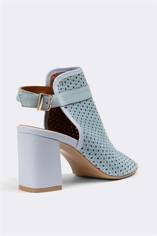 Kadın Günlük Hakiki Deri Topuklu Sandalet 084Y23K11301