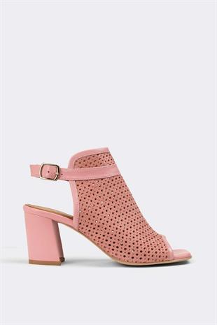 Kadın Günlük Hakiki Deri Topuklu Sandalet 084Y23K11301