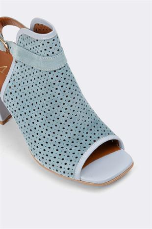 Kadın Günlük Hakiki Deri Topuklu Sandalet 084Y23K11301