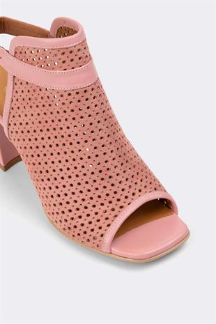 Kadın Günlük Hakiki Deri Topuklu Sandalet 084Y23K11301