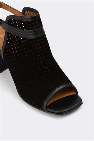 Kadın Günlük Hakiki Deri Topuklu Sandalet 084Y23K11301