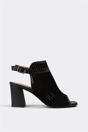 Kadın Günlük Hakiki Deri Topuklu Sandalet 084Y23K11301