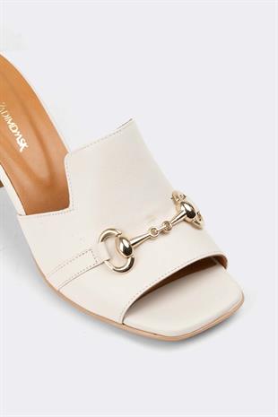 Kadın Günlük Hakiki Deri Topuklu Terlik 084Y23K11300