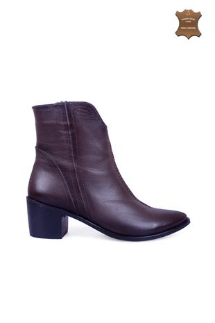 Kadın Topuklu Bot Hakiki Deri Ayakkabı 052K25K10037