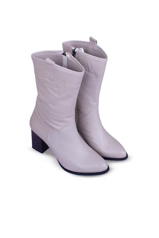 Kadın Topuklu Bot Hakiki Deri Ayakkabı 074K24K11044